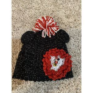Handmade Minnie Mouse Crochet Beanie Hat Black Red Sparkle‎ Disney Theme Kids